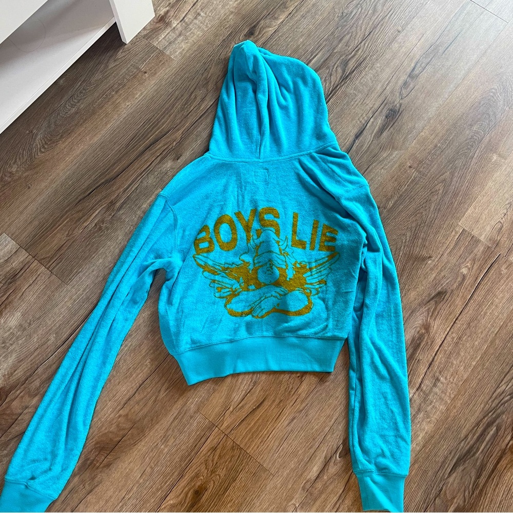 Boys lie blue zip up cropped sweatshirt